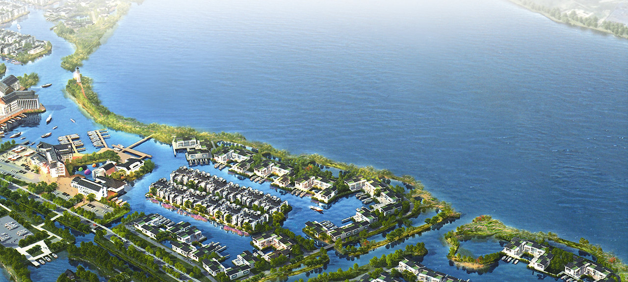 Illustration of a lakeside residential development in Huzhou